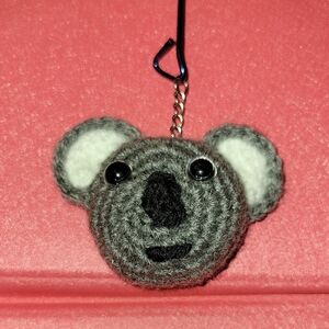 Charming Gray Koala Crochet Keychain